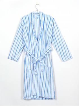Vertical Striped House Robe W/ Pockets